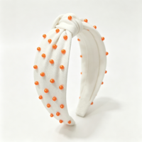 Nouveau design de bandeau orange perlé noué, accessoire de cheveux pour les fêtes, bandeau baroque pour femmes