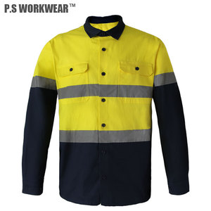 Cotone costruzione Mining uniforme manica lunga abbigliamento da lavoro Logo personalizzato abbigliamento di sicurezza riflettente Hi Vis da uomo FR lavoro Plus Size - Product Image 3