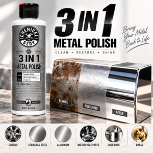 Limpiador y restaurador de metales 3 en 1 para cromo, acero inoxidable y aluminio, elimina la oxidación y el deslustre y restaura el brillo de espejo. - Product Image 3