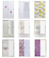 Armoire coulissante en acier avec miroir, impression personnalisée, pour chambre à coucher