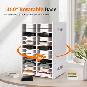 Caja de Almacenamiento de Accesorios para Taladro Hecha a Mano, Soporte Giratorio de 48 Ranuras para Almohadillas de Tinta, Discos de Sellos y CDs, Tipo Vertical Rectangular - Product Image 4
