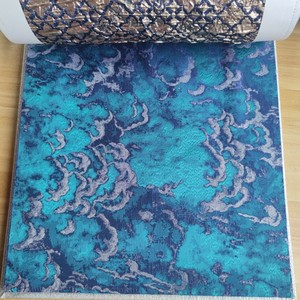 <span class=keywords><strong>Tela</strong></span> de brocado dorado real azul marino <span class=keywords><strong>tela</strong></span> de confección patrón metálico Floral en relieve para cortinas decoración del hogar tapicería - Product Image 4