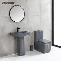 Ensemble WC et lavabo monobloc en céramique pour salle de bain d'hôtel, pour sanitaires modernes, avec chasse d'eau double à cyclone, S-trap et P-trap