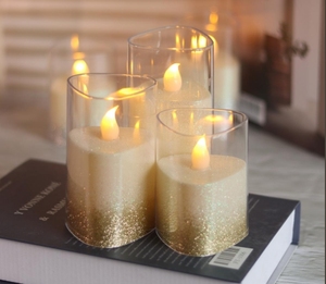 Nouvel arrivage de bougies <span class=keywords><strong>LED</strong></span> sans flamme à paillettes dorées à piles pour centres de table de mariage, décoration d'anniversaire de table - Product Image 6
