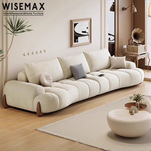 أثاث WISEMAX حديث ردهة فندق الشمال صالون مكتب منزلي أرجل خشبية أريكة قماش كريم مرطب لغرفة المعيشة - Product Image 6