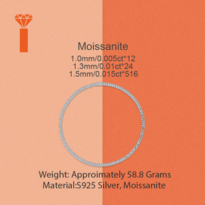 8mm VVS <span class=keywords><strong>Moissanite</strong></span> diamanten-geïnspireerde hiphop sieraden, hoogwaardig sterling zilver 925 Miami Cuban Chain <span class=keywords><strong>Moissanite</strong></span> ketting - Product Image 6