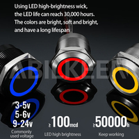 Saklar sensor inframerah, kepala bulat tahan air IP68 19mm baja tahan karat 1NO 12V cincin LED 2A sementara