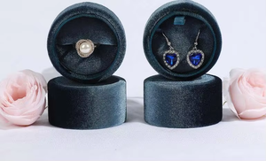 Eco-friendly Cylinder Jewelry Portable Pendant <b>Ring</b> <b>Box</b> with Ribbon Jewelry <b>Box</b> Velvet Interior Flip Lid Jewelry <b>box</b> - Product Image 2