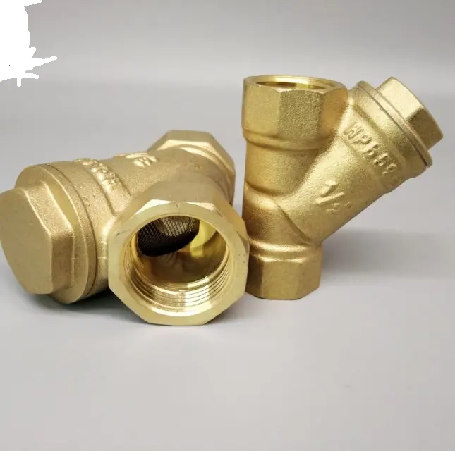 One-piece forged mesh engineering household brass all-copper strainer valve