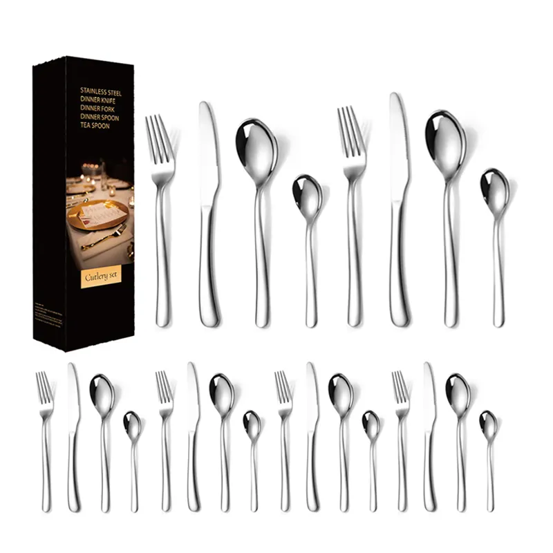 Factory New Design 24PCS Spoon Fork Knife Set Stainless Steel Cutlery Set With Gift Box
