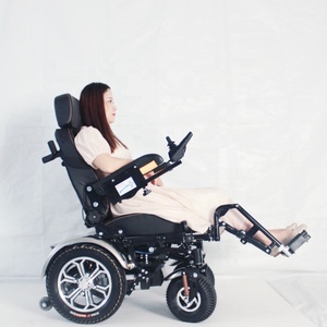 Sedia a rotelle elettrica per tutti i terreni personalizzabile con spazzole a vite senza fine da 1000 Watt motori elettromagnetici freni terapia riabilitativa - Product Image 5