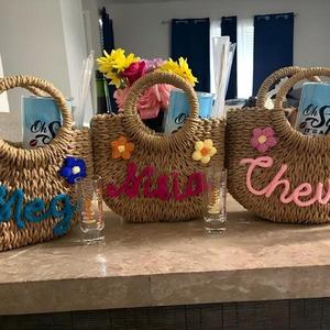 Bolsa <span class=keywords><strong>de</strong></span> <span class=keywords><strong>Playa</strong></span> <span class=keywords><strong>de</strong></span> Paja Personalizada con Cierre Abierto, Regalos para Damas <span class=keywords><strong>de</strong></span> Honor, Cesta para Niña <span class=keywords><strong>de</strong></span> las Flores - Product Image 3