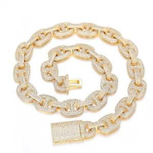 Collar de Cadena Cubana Baguette Chapado en Oro Grueso con Zirconia Iced Out de 12mm, Joyería de Moda de Gran Venta - Product Image 5