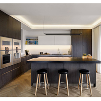Menuiserie personnalisée Armoires modernes pour toute la maison Ensemble d'armoires de cuisine de rangement de cuisine de salle de bain noir avec îlot