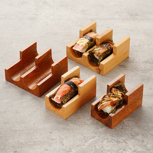 ถาดวางซูชิแบบมือถือ 1/<span class=keywords><strong>2</strong></span>/3/4/5 ช่อง ทำจากไม้วอลนัท แบบตั้งพื้น พกพาสะดวก ใช้สำหรับวางทาโก้ได้ - Product Image 2