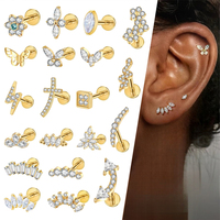 Piercing Labret en Titane ASTM F136 à Filetage Interne pour Tragus, Hélix, Daith, Lèvre – Bijoux de Piercing Corporel pour Femme – Vente en Gros OEM