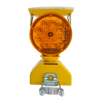 Lampe de signalisation routière à énergie solaire 16 LED Lampe d'alarme conique de signal de sécurité jaune pour la chaussée en aluminium plastique PC Material