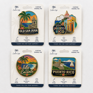 Pin de Solapa de Metal Esmaltado Personalizado con Diseño Gratuito, Logotipo de Puerto Rico, Recuerdo Turístico, Paisaje Costero de San <span class=keywords><strong>Juan</strong></span> Antiguo, Esmalte Duro y Suave - Product Image 1