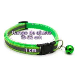 Reflective Pet Collar with <b>Bell</b> for <b>Dogs</b> and Cats, Adjustable 19-32 cm, Waterproof Polyester, Simple Solid Design, All Seasons U - Product Image 1