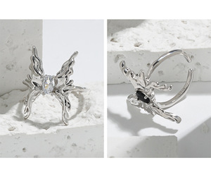 Deyin Ins 925 Sterling Bạc người phụ nữ cổ điển cá nhân đồ trang sức mỹ nhẫn ngón trỏ bạc 925 Nhẫn lớn Bướm Vòng - Product Image 2