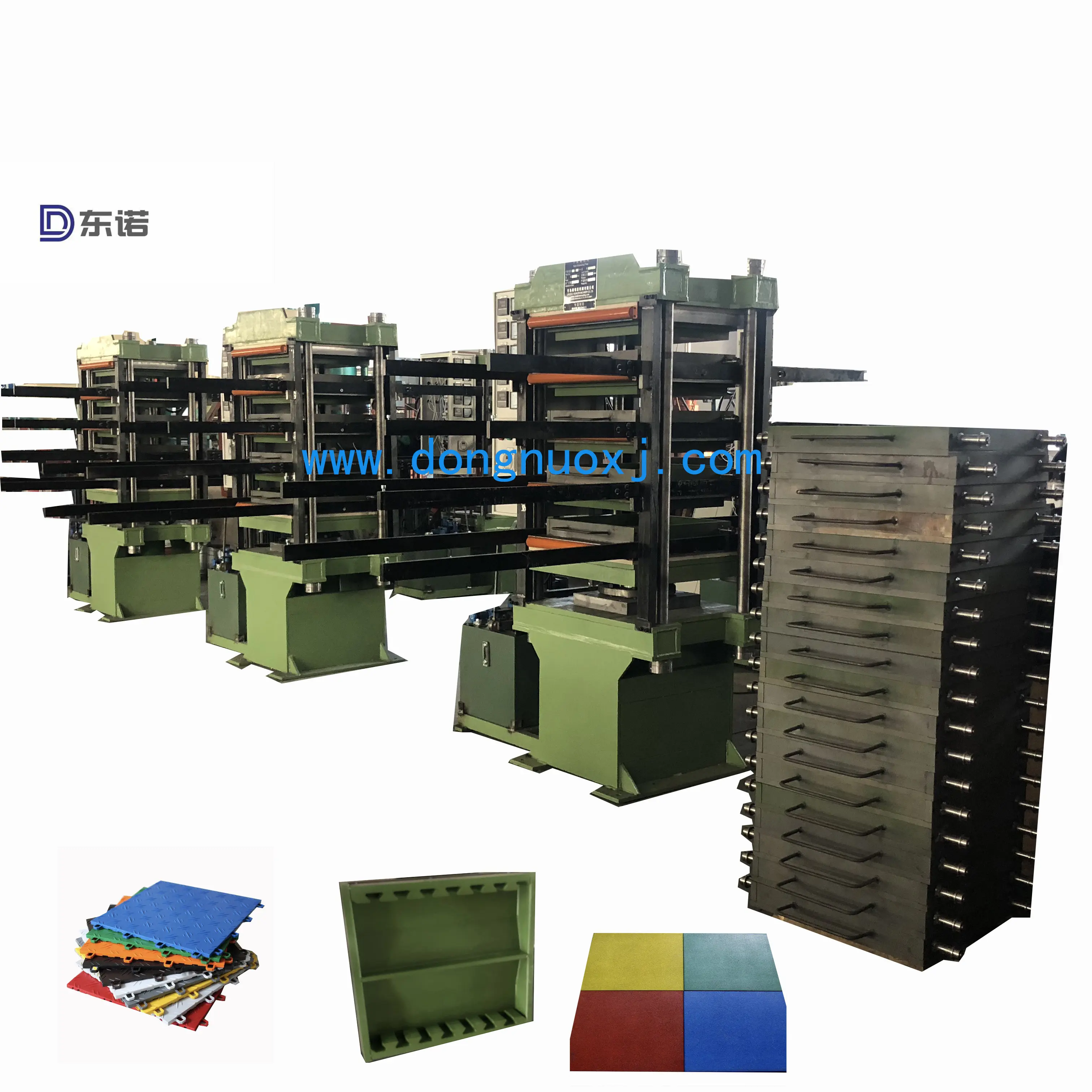 HOT 50T Scrap Tyre Powder To Rubber Tile Production Line/rubber Ground Mat Making Machine/four layers rubber tile making machine