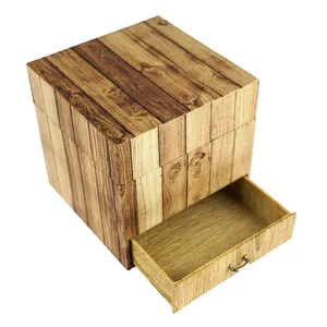 Boîte de rangement Vintage à 2 niveaux pour bijoux, boîte en bois avec tiroir, petite poignée en métal, boîte de rangement
