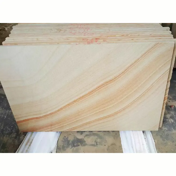 Natural yellow sandstone with wood grain countertop from China