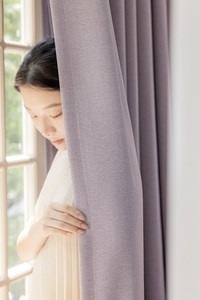 Gran oferta, tela de cortinas opacas de Color púrpura de lino y poliéster para sala de estar, ventanas de dormitorio de Hotel - Product Image 2