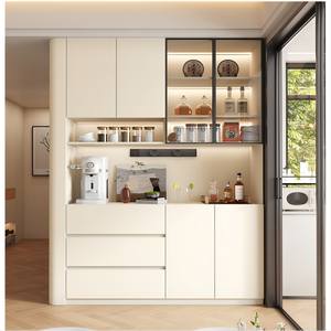 XHA Customizable Solid Oak Wood Dining Side Cabinet-Wall-Mounted Living Room Storage with Integrated Glass Bowl Organizer - Product Image 2