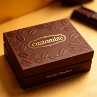Boîte de chocolat aux grains de café de luxe, logo personnalisé en relief, estampage à chaud doré, boîte en carton rigide pour cadeau alimentaire gastronomique