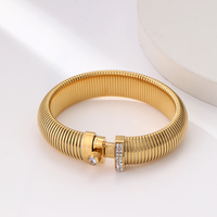 Brazalete de Diseño Geométrico de Acero Inoxidable de Lujo, Chapado en Oro, Resistente al Agua, con Cadena y Eslabones, Accesorios de Joyería para Compromiso