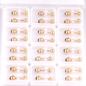 Pendientes de Bola Dorados con Cristales de Estrás 16G para Perforación de Oreja, Unisex, Uso Diario, Joyería de Acero Inoxidable - Product Image 4