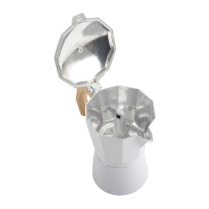 Cafetera Espresso Blanca para Estufa con Mango de Madera, Diseño Minimalista, Percolador para Preparar Café - Product Image 6