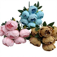 Bouquet de pivoines artificielles à 7 têtes faites à la main, fleurs de décoration florale pour la fête à la maison et Noël pour la Saint-Valentin
