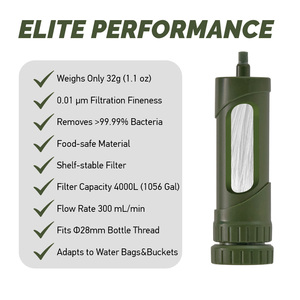 <span class=keywords><strong>Portable</strong></span> 0.01 microns extérieur purificateur d'eau manuel UF filtre à eau paille pour Camping randonnée survie d'urgence - Product Image 4