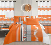 Parure de lit King Size en microfibre, 8 pièces, avec rideaux, drap plat et drap-housse, vente en gros pour la maison et les hôtels