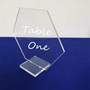 Hiện đại thư pháp Acrylic đám cưới Bảng số có thể tháo rời Hexagon Acrylic bảng số dấu hiệu với cơ sở - Product Image 4