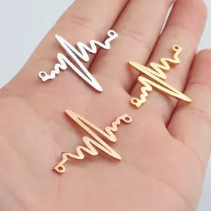 Punk Roestvrij Staal Muzieknoot Hangers Elektrocardiogram Hartslag Bedels Voor Sieraden Maken Armband Ketting Valentijnsdag