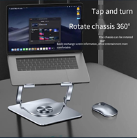 Support rotatif réglable à 360 degrés pour ordinateur portable Ventilateurs USB intégrés Support pliable pour ordinateur portable Construction métallique Nouveau produit