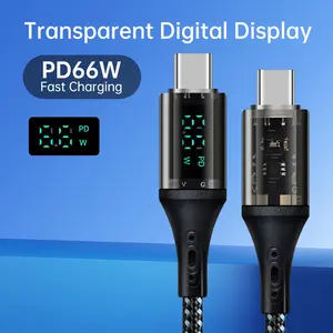 타입 C PD 66W 1M 길이 고속 충전 전력 USB-C 포트 데이터 케이블에 디지털 USB-C
