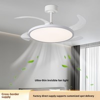 Ventilateur de plafond silencieux à moteur DC 6 vitesses avec télécommande, lumière LED WiFi via application, design rétro, garantie 10 ans