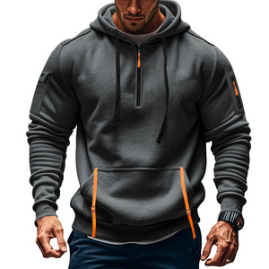 Sudadera de Algodón Grueso OEM con Media Cremallera, Cuello Redondo, Corte Oversize Holgado, Estilo Urbano Premium, con Logotipo Personalizado para Hombre - Product Image 3