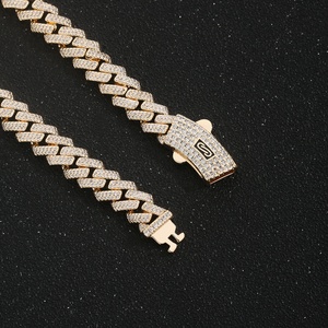 สร้อยคอและกำไลข้อมือแบบโซ่ลายข้าวหลามตัดชุบทอง 14K <span class=keywords><strong>ป</strong></span>ระดับเพชรซิร์คอน สไตล์ฮิปฮอ<span class=keywords><strong>ป</strong></span> สำหรับผู้ชายและผู้หญิง - Product Image 3