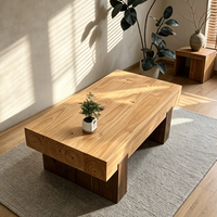 Table basse en bois massif style Wabi-sabi, table à thé en rondins d'arbre antique, table de café simple en bois pour maison d'hôtes, style rétro américain
