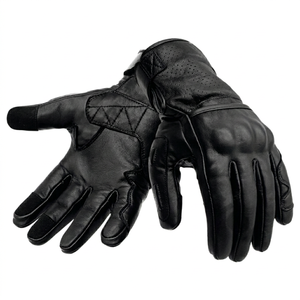 Gants de moto en cuir pleine fleur de qualité supérieure - Compatibles avec les écrans tactiles, respirants, équipement de protection pour le sport, légers - Product Image 1