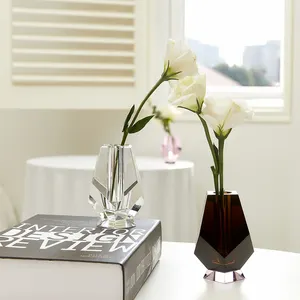 Hot Selling Home Party Table Decor Art Glass Flower Vase Premium Crystal Custom Shaped Crystal Vase