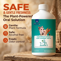 Brume buccale OEM/ODM pour animaux de compagnie, sans danger pour la langue, pour une haleine fraîche à long terme, entretien oral quotidien pour chiens et chats, sans brosse requise