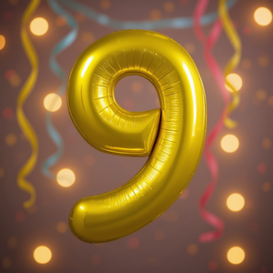 Ballon en feuille d'aluminium doré numéro 9 Party Love 100 cm Décoration de fête d'anniversaire pour enfants - Product Image 3