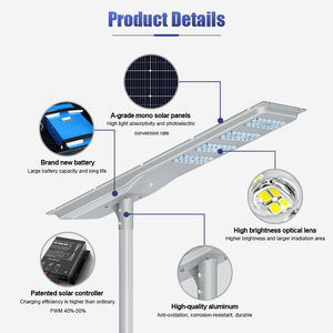 Lampione Solare LED Integrato Tutto in <span class=keywords><strong>Uno</strong></span> Solarthon da 150W, Impermeabile IP65 per Esterni e Autostrade, a Risparmio Energetico - Product Image 2
