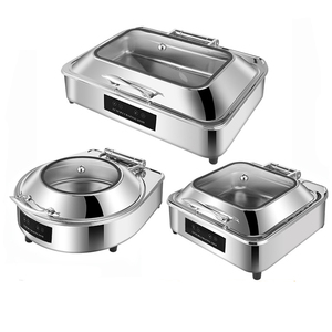 Ensemble de buffet électrique en acier inoxydable à température réglable commercial avec couvercle Restaurant Party Catering - Product Image 1